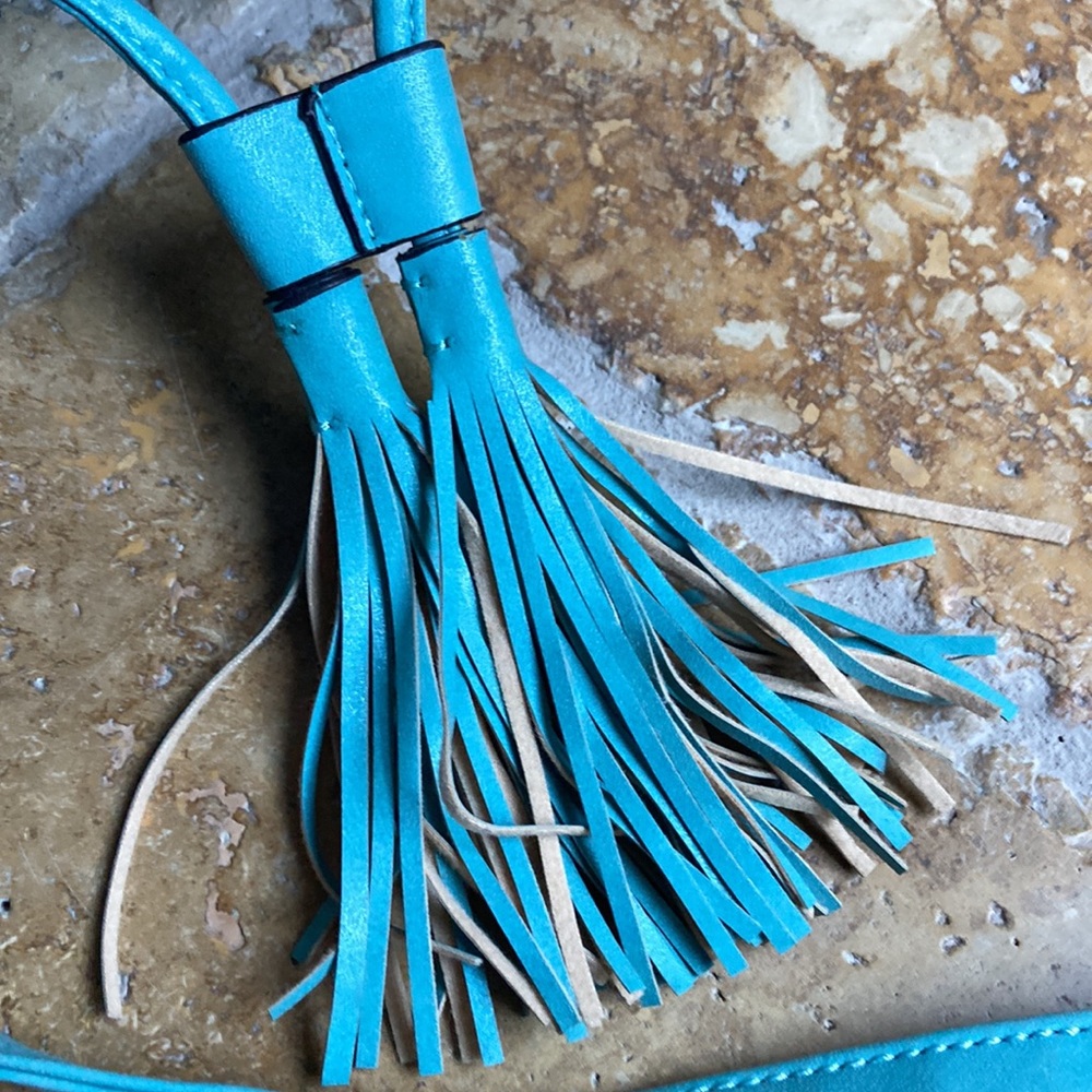 Nicole Miller New York teal purse handbag new fringe - Picture 13 of 16